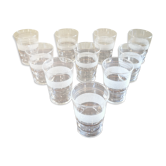 Set of 10 vintage granite and gilded glasses