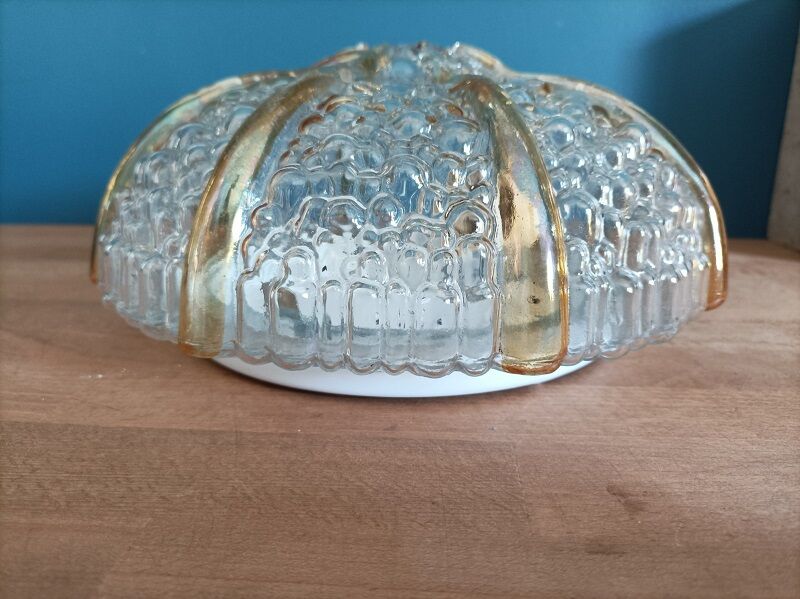 Ceiling lamp wall molded glass bubble smoked metal base dpm 0523091