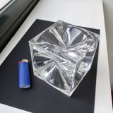 Daum france, rare cendrier cube "roc22", vers 1975, tbe