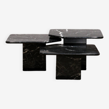 Italian handmade marble side tables set of 3, 1970