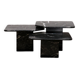 Italian handmade marble side tables set of 3, 1970