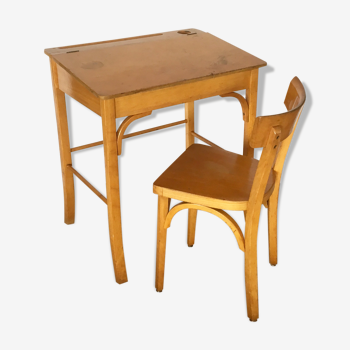 Bureau et sa chaise enfant Baumann années 50