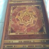 Old vintage marquetry wooden tray