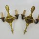 Pair of wall sconces in the Empire style with double lights in bronze.