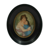 Miniature peinte a la main XIXeme h boudiez portrait femme fillette