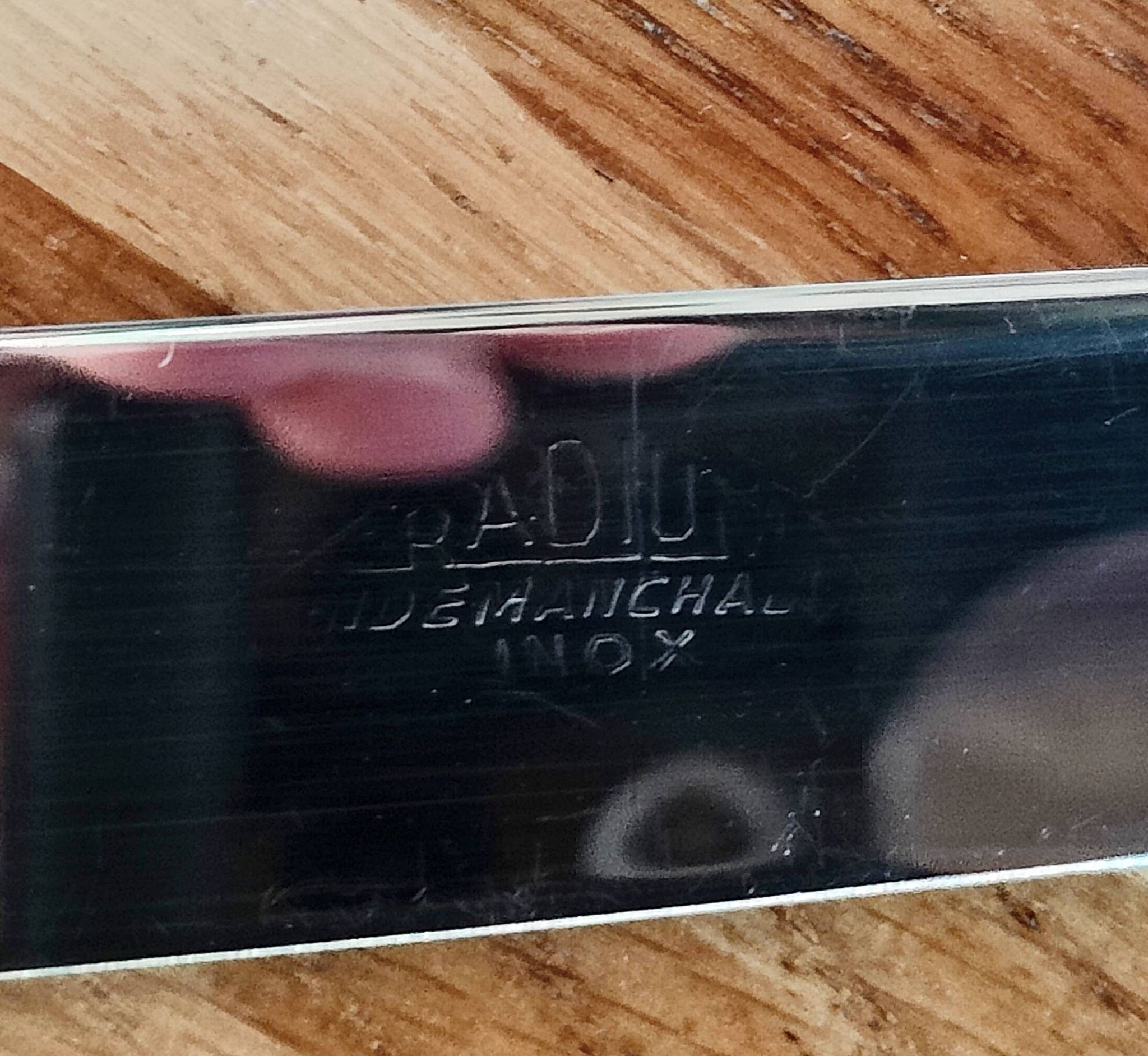 Set of 12 radium table knives in horn