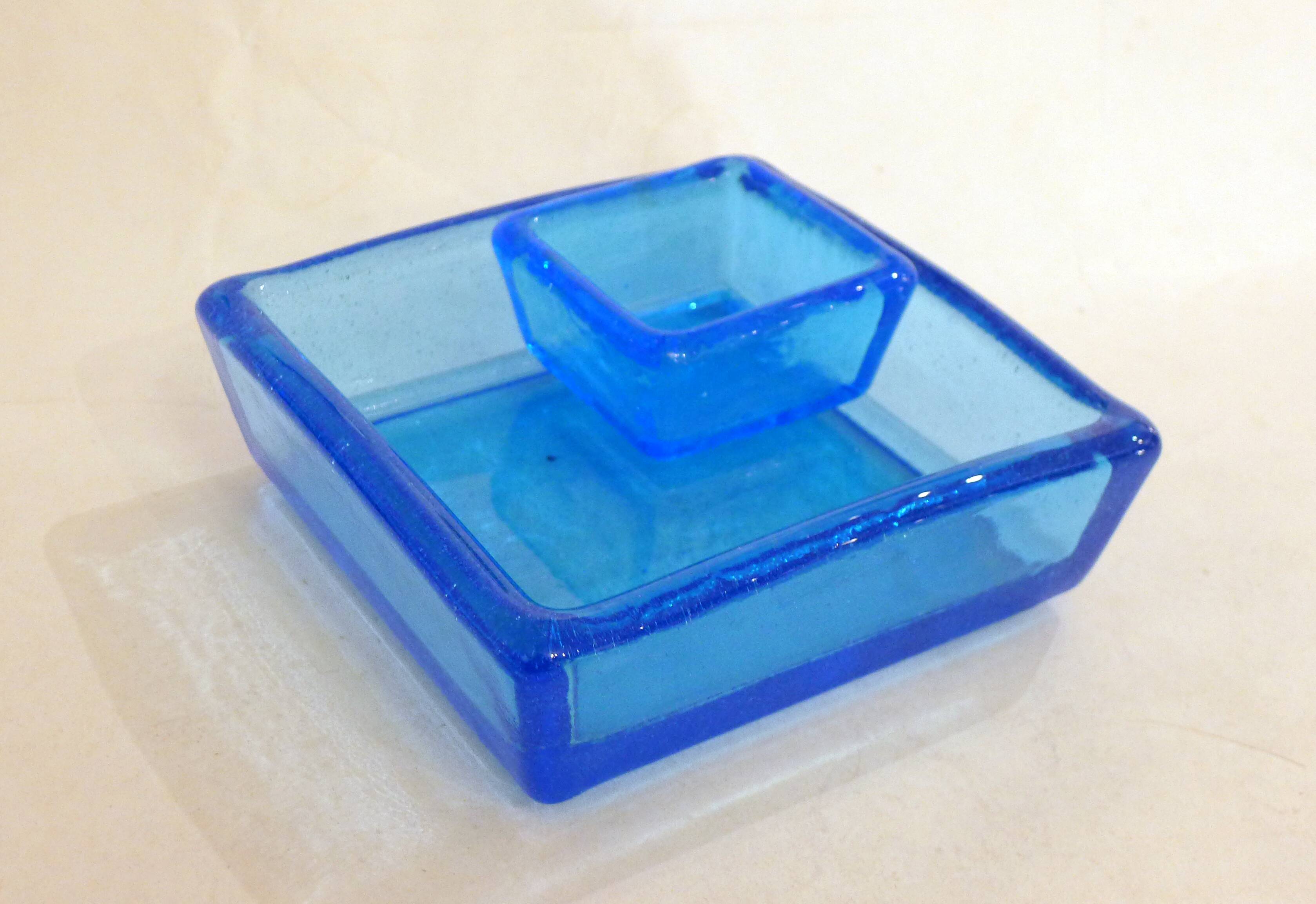 Pair of vintage turquoise trinket trays