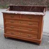 Oak and marble chest of drawers