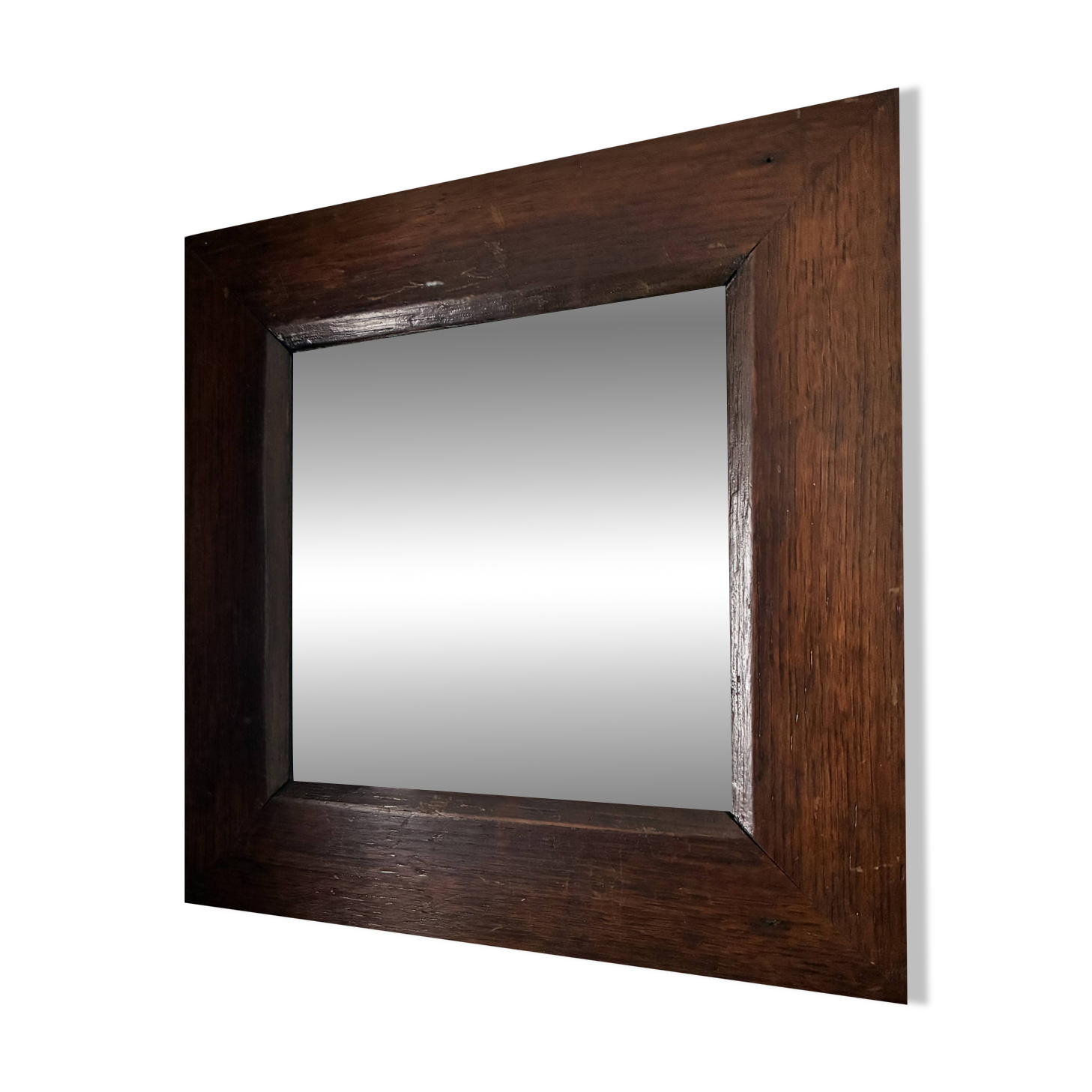 Bevelled mercury mirror with a wooden frame