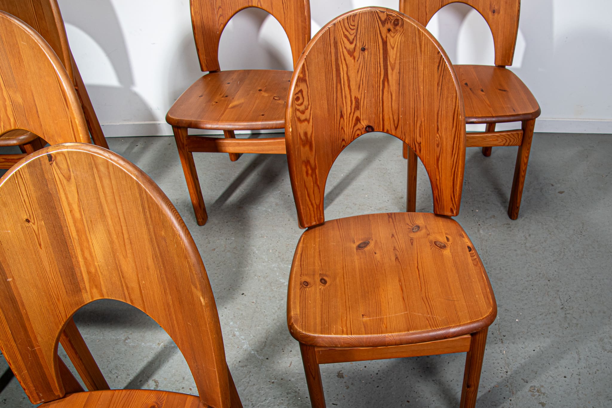 Ensemble de 6 chaises de salle à manger en pin par Ranier Daumiller