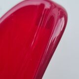 Huge ruby red blown glass decanter with handle