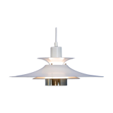 Danish hanging lamp in white with brass accent, 1980s