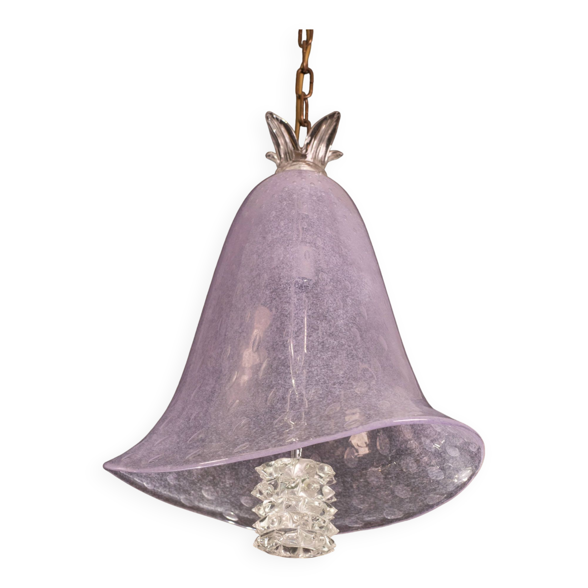 Elegant Barovier e Toso Lantern in Bubble Glass with a Rostrato glass element