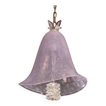 Elegant Barovier e Toso Lantern in Bubble Glass with a Rostrato glass element