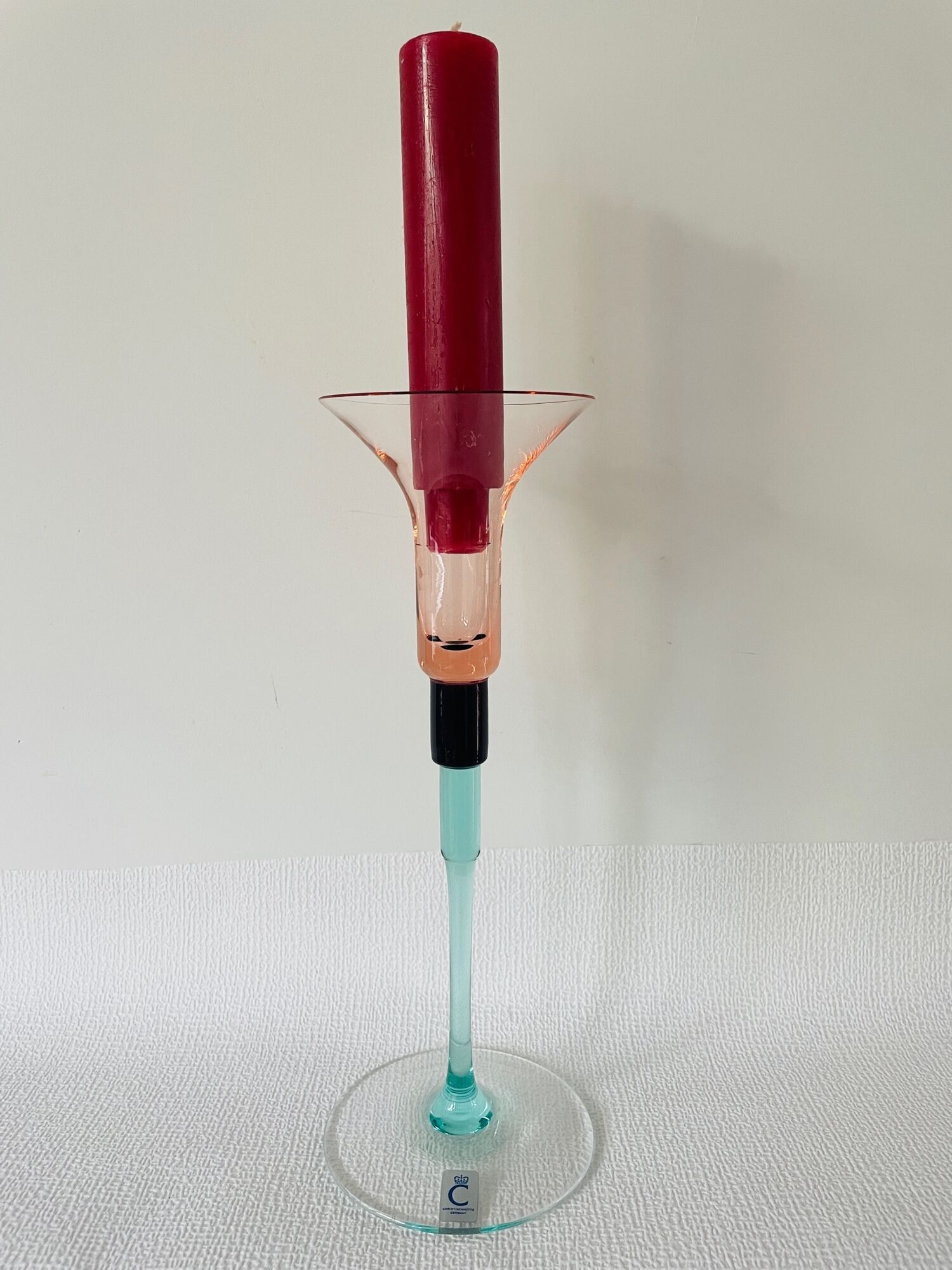 Design candleholder Christinenhütte Germany. Unique Design Cristinen Hütte. German glass.