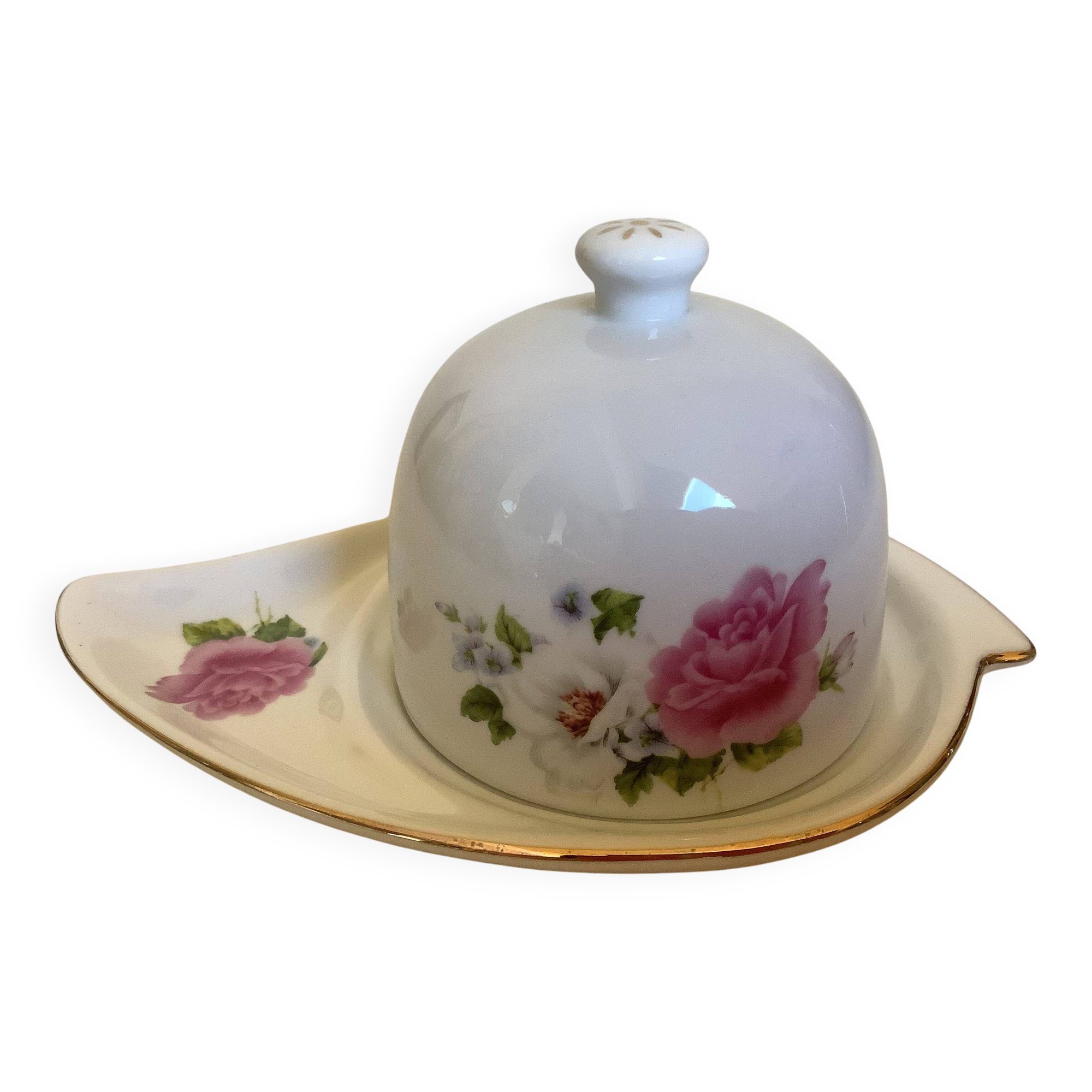 Butter dish with lid flowers