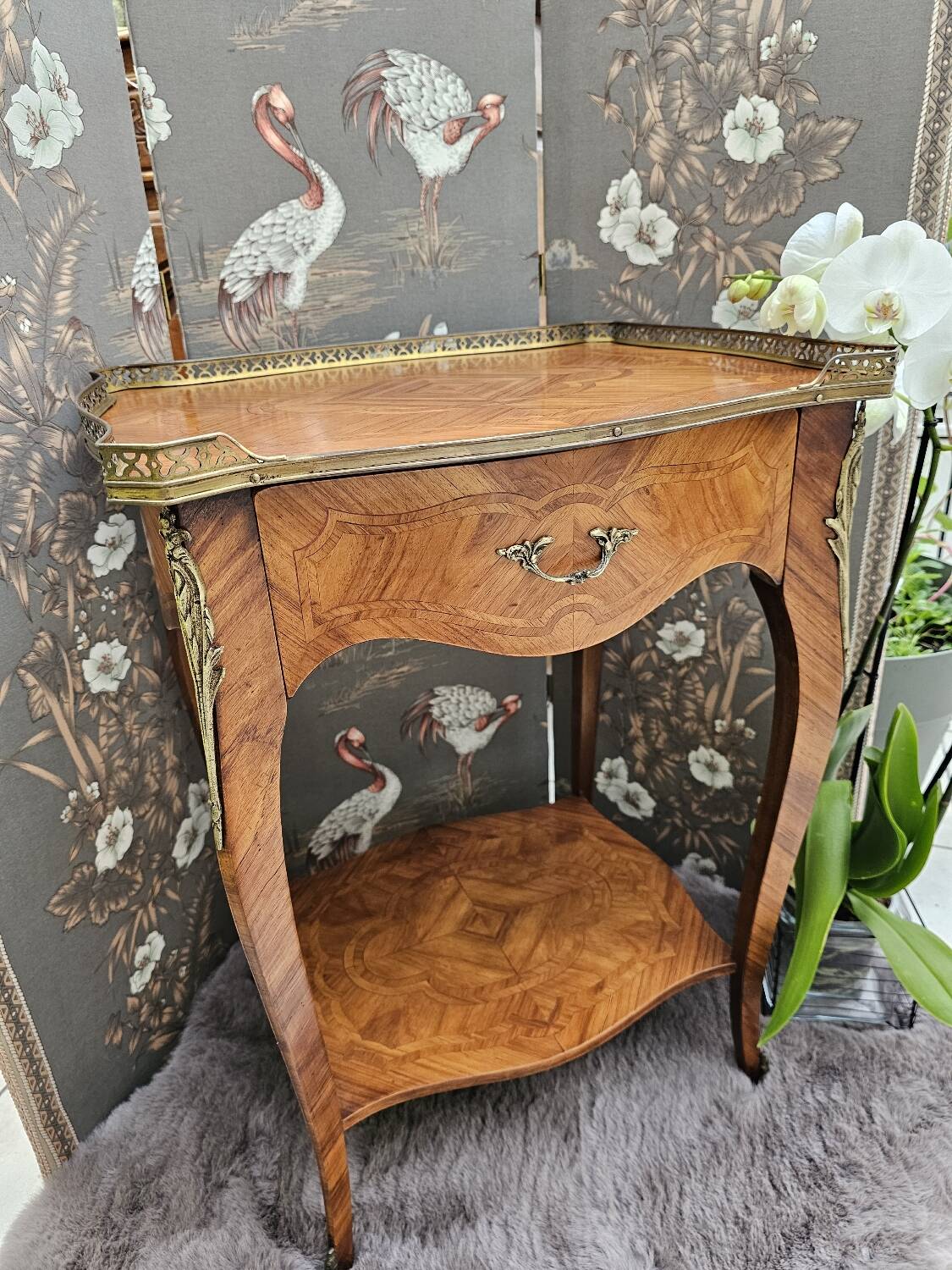 Louis XV style marquetry side table