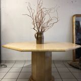 Octagonal Travertine Dining Table Circa 1980