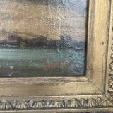 Old Painting French School Marine Port 19th Century Gaultier