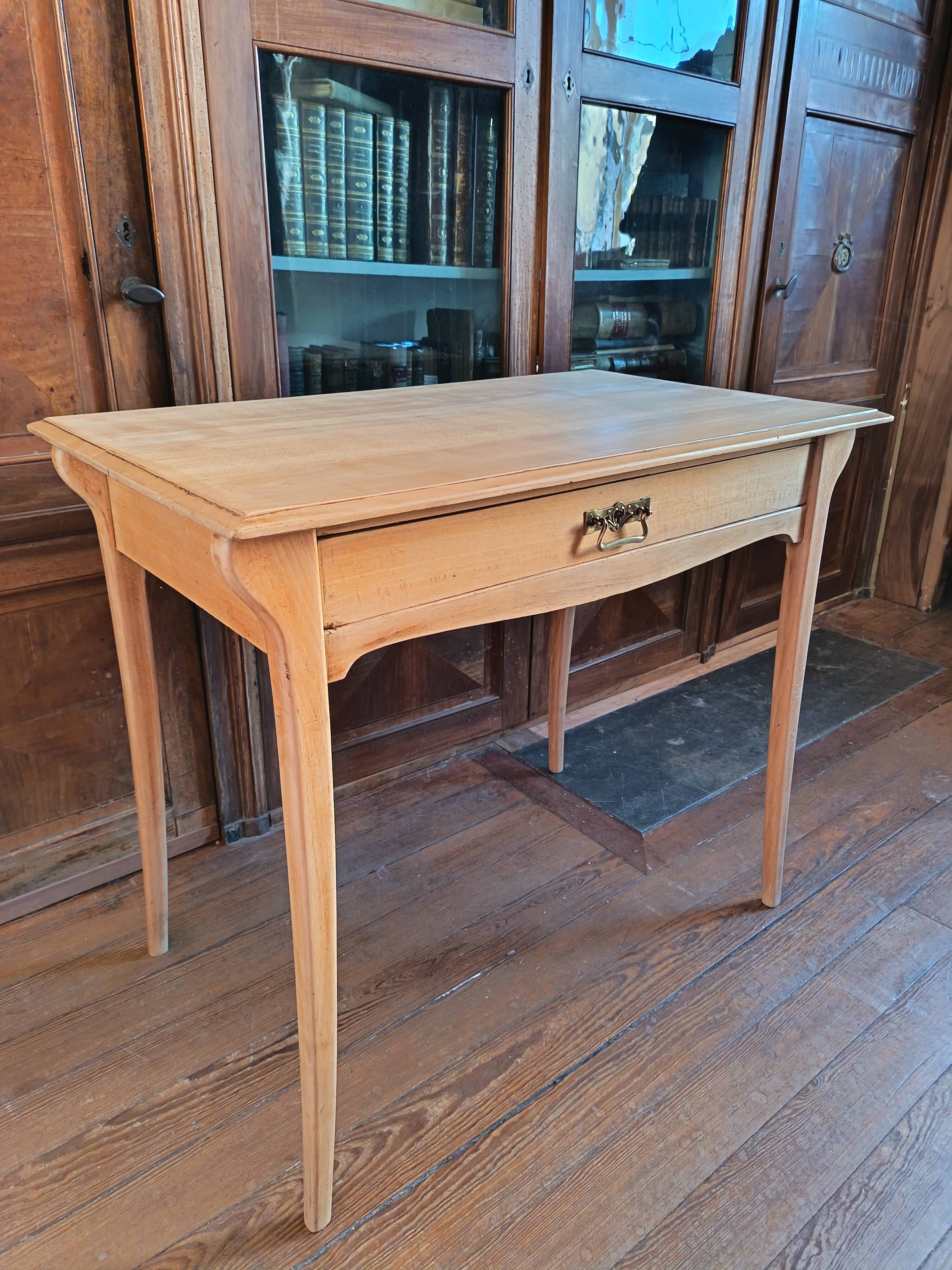 Art Nouveau desk in solid beech.