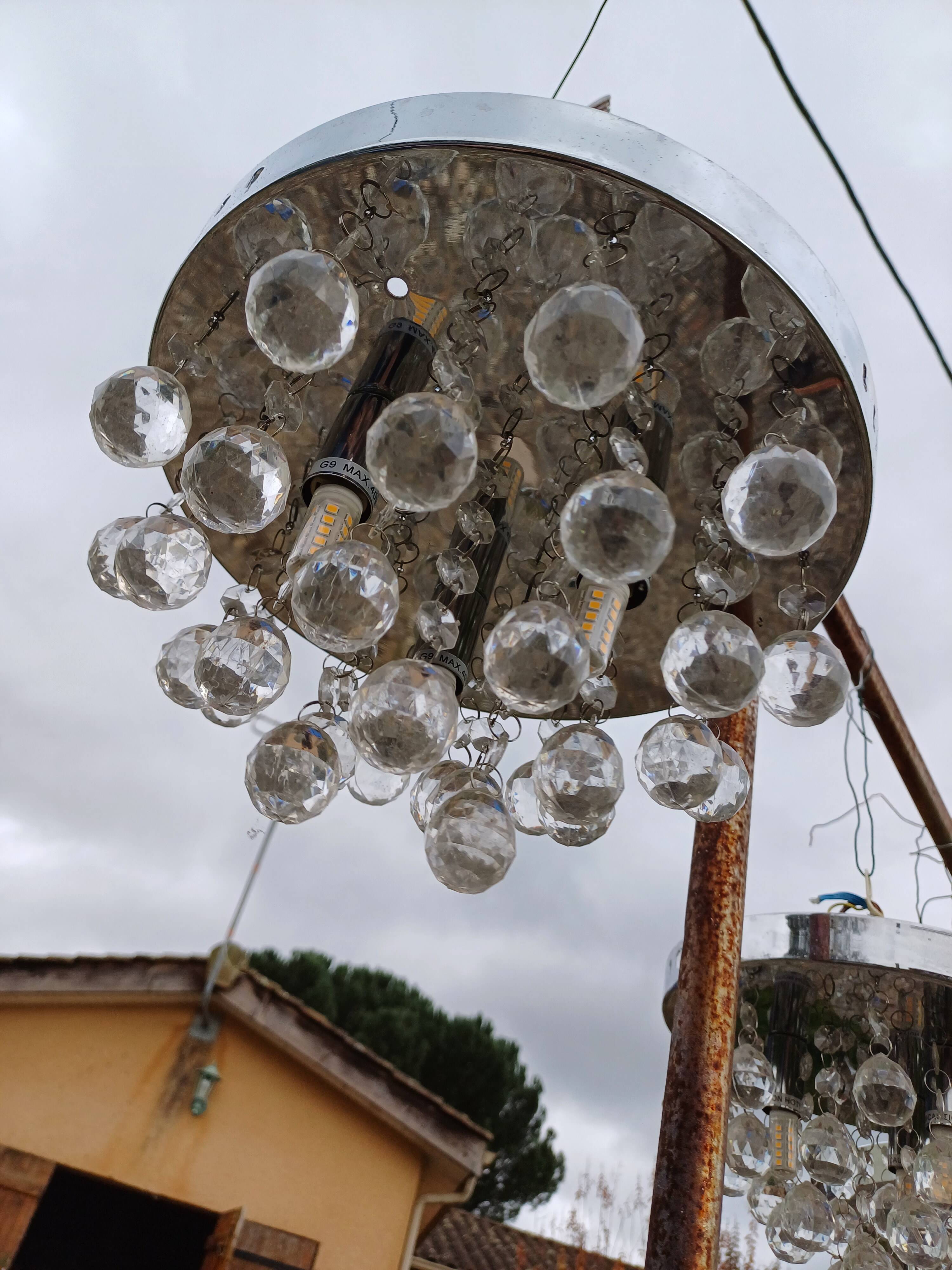 4 Suspensions Vintage Chrome et Pampilles