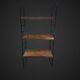 60's string wall shelf black lacquered metal oak, vintage