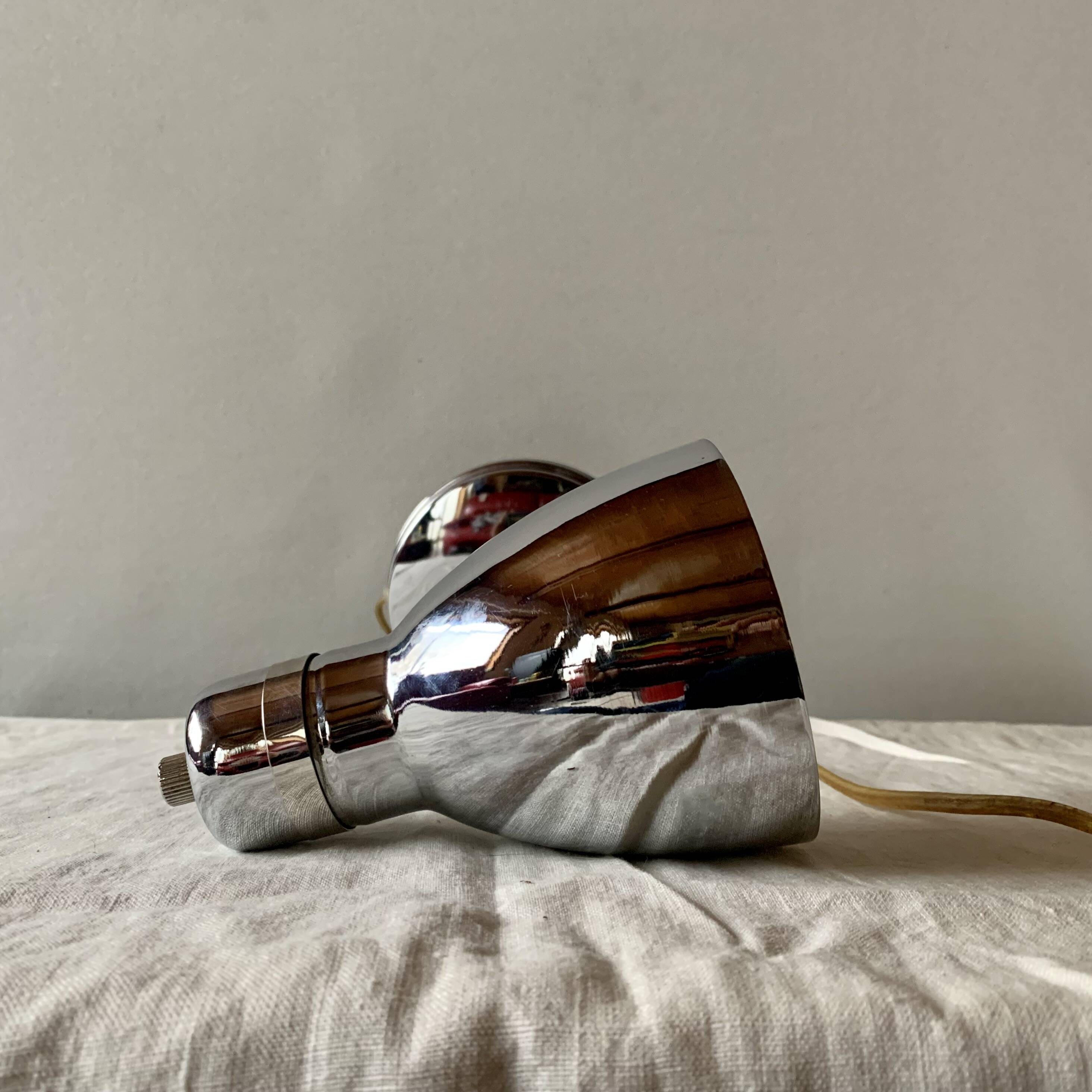 Massive vintage side lamp in chromed metal