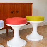 Tulip stool in Plastic and Wool, Rust, Space Age Design, 1970