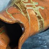 Pottery pitcher of La Borne in glazed stoneware art populaire