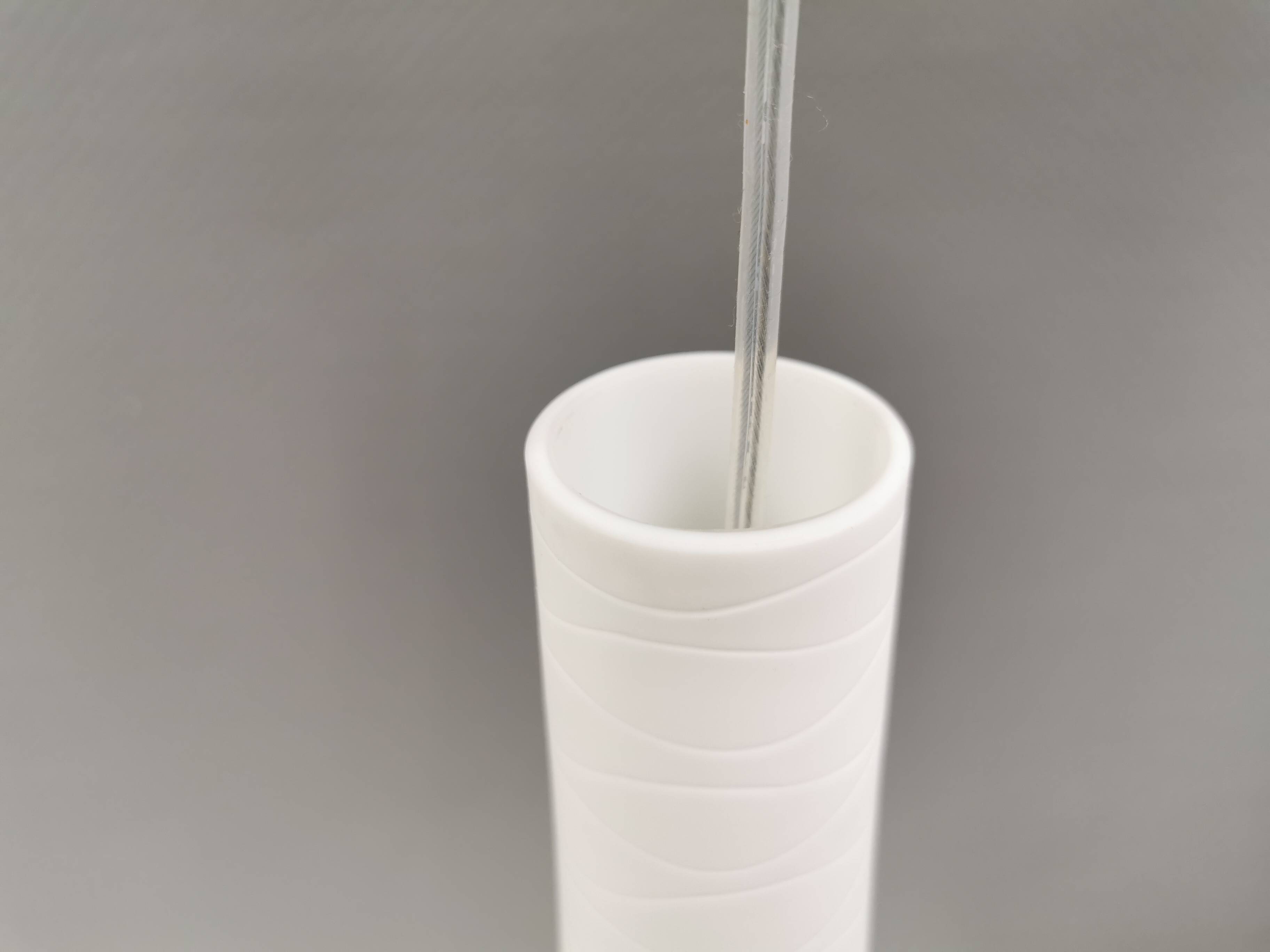 Hanging lamps in handmade/mouth-blown white Murano glass, Italy 1990s