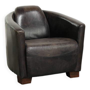 Fauteuil design Aviator en cuir de vache grainé
