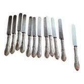 Set of 12 silver knives from the Louis XV Odiot collection with silver blades.