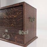 Victorian Oak Writing Cabinet with Automatic Tambour, 19th Century