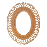 Oval woven wicker mirror 60s