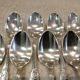 10 silver-plated metal coffee spoons, PG style, Art Nouveau flowers.