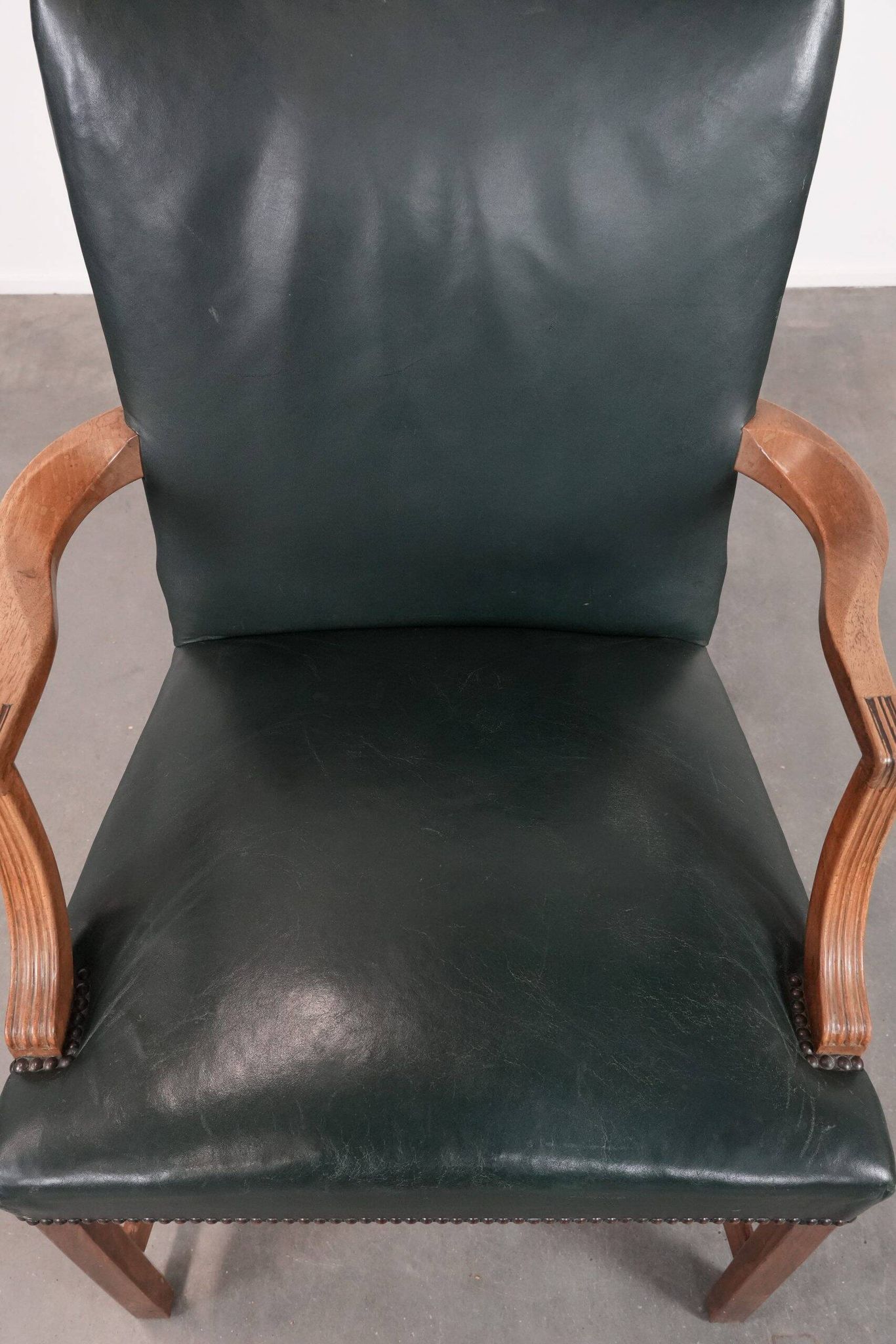 Old English cowhide and wooden Gainsborough side/desk chair