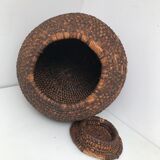Round straw basket 50s-60s