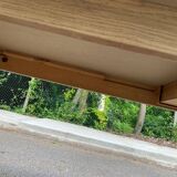 Renovated farmhouse dining table in raw wood 180cm 20th century