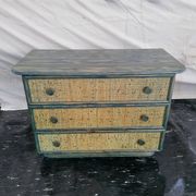 Maugrion chest of drawers in green and blue rattan
