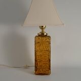 Large Amber Glass Table Lamp by Gustav Leek for Orrefors, 1960s