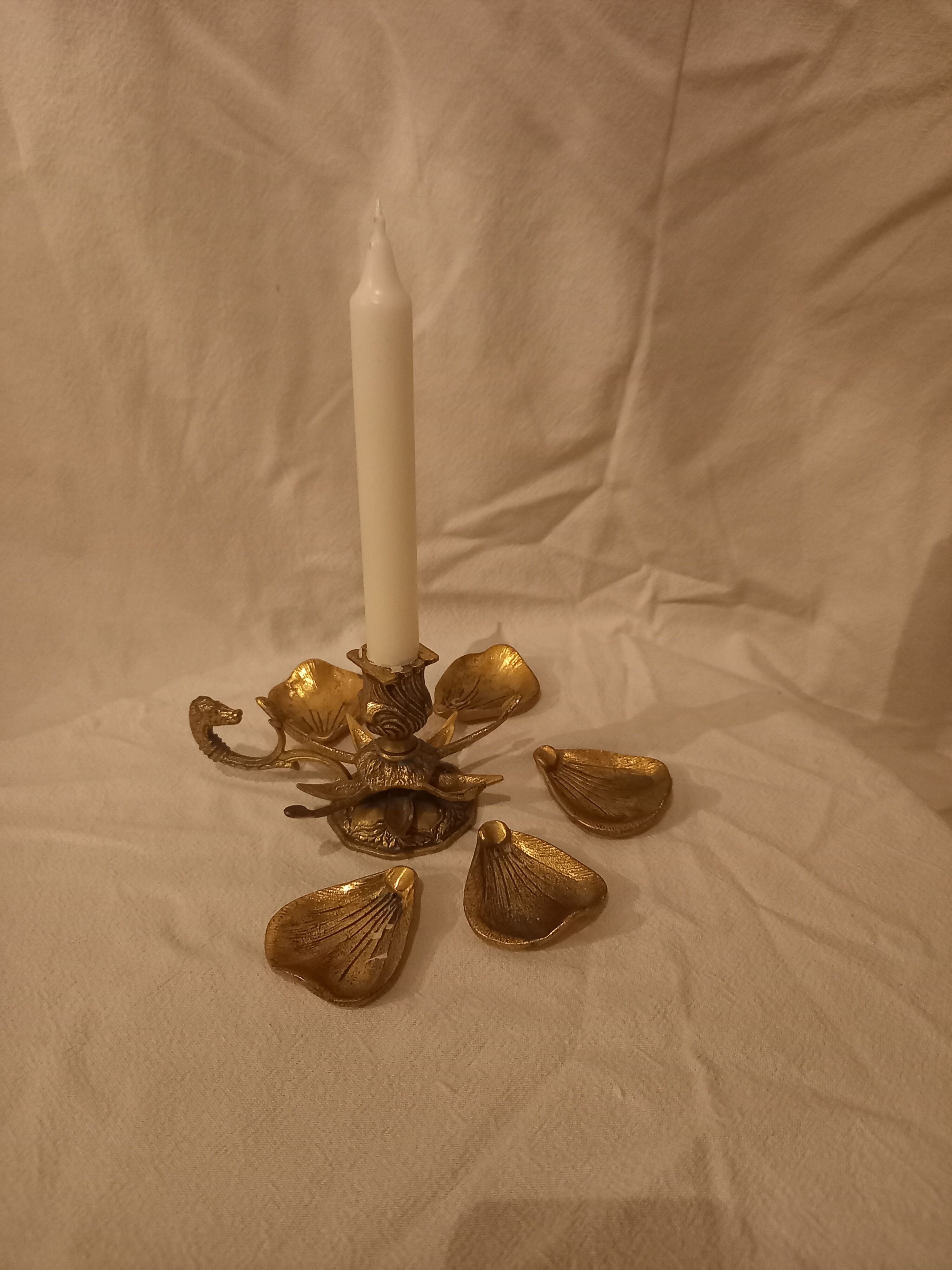 Brass flower candle holder
