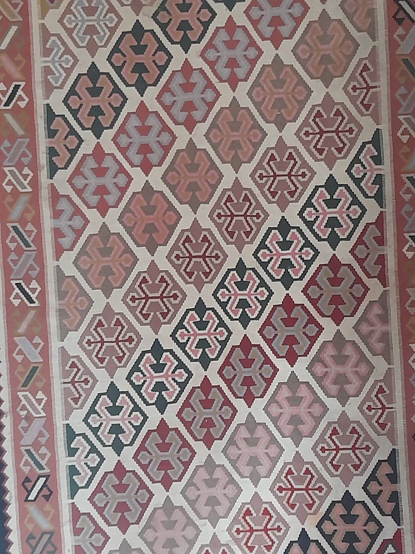 Large geometric kilim rug pure wool 160 x 290 cm