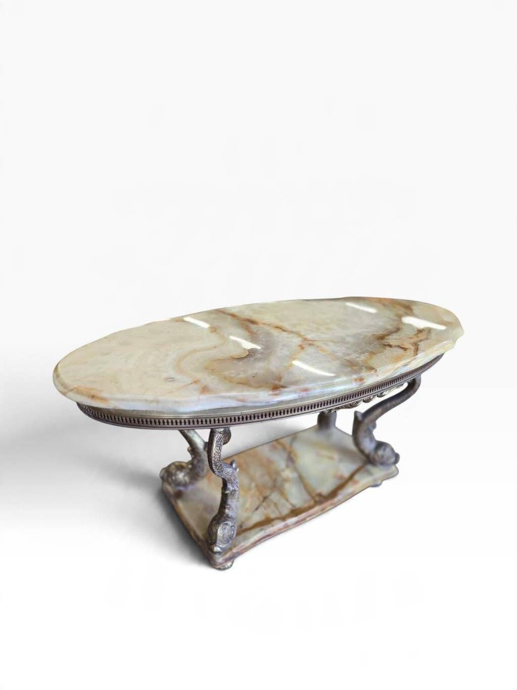Vintage brass coffee table with onyx top.