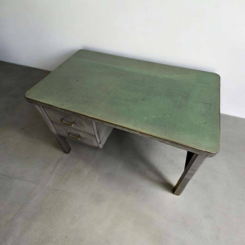 Vintage industrial steel desk/office with mint green top