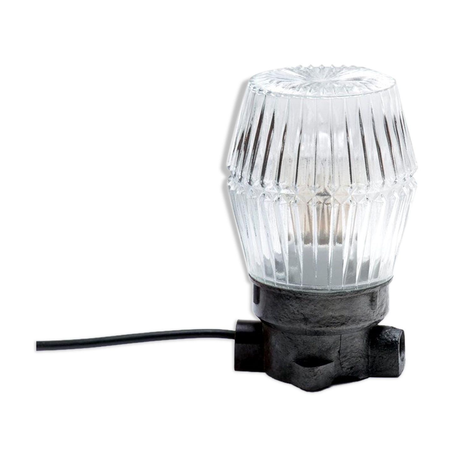 Black bakelite and pressed glass wall lamp, czechoslovakia 1950s