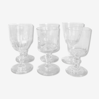 Set of 6 old mismatched water glasses