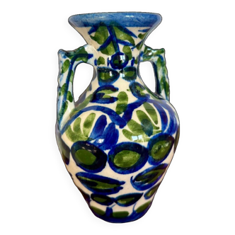 Small vintage blue and green vase