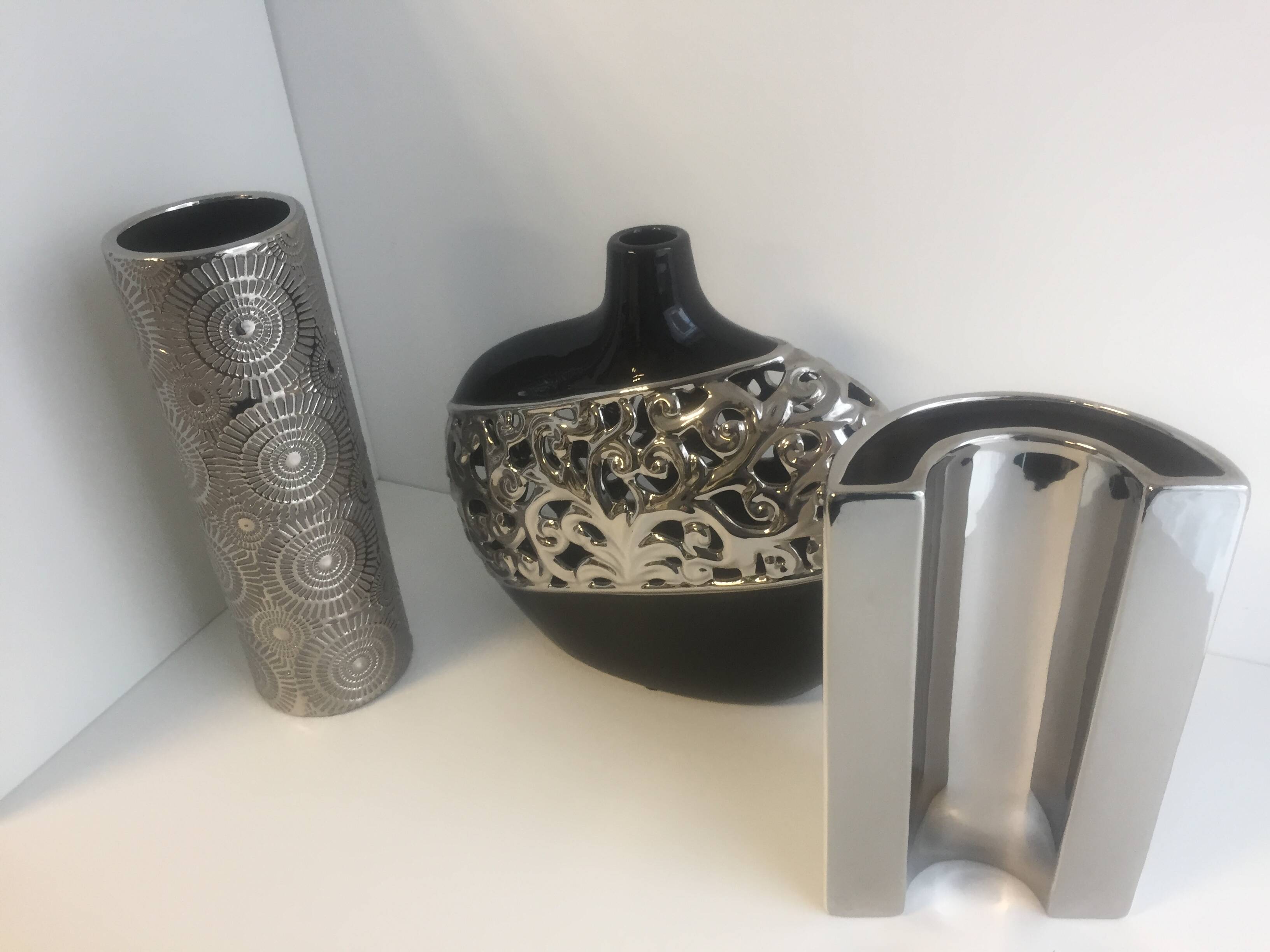 Set of 3 Large Italian Ceramic Vases Modernist Design Contemporary Art