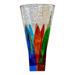 Vase multicolore signé