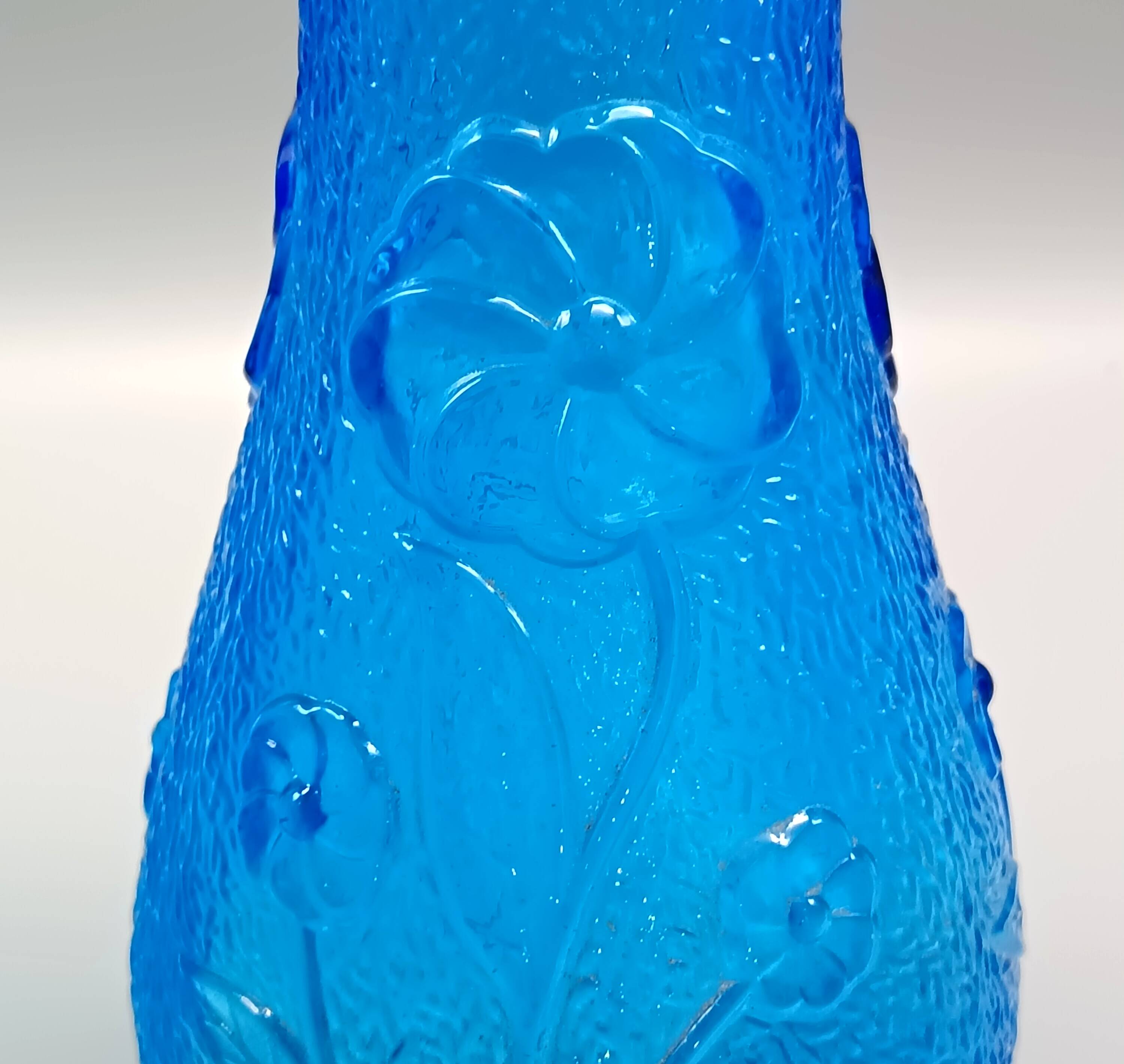 Pair of large vintage blue glass vases, constantin italy
